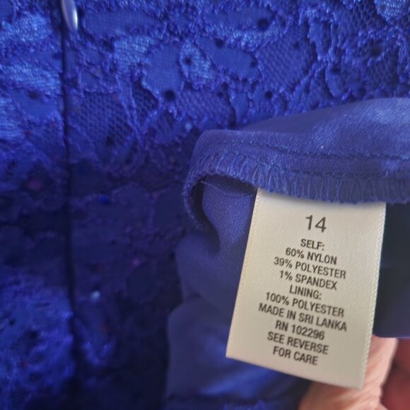 ROZ & ALI - Blue Floral Sequin Designer Dress Size 14 - Picture 4 of 5